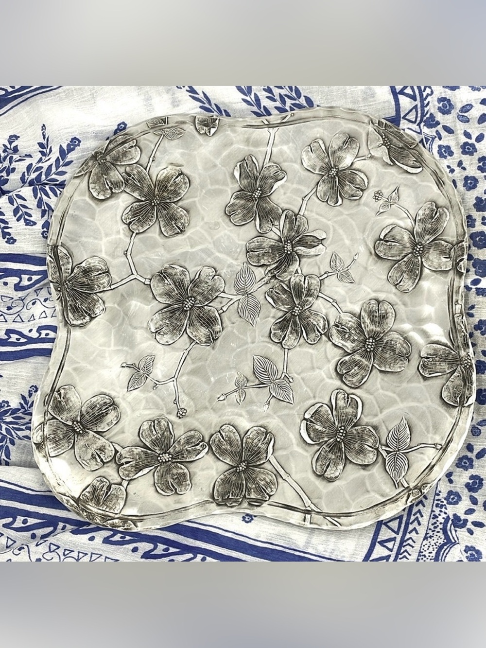 Wendell August Forge Handmade Hammered Aluminum Dogwood platter tray boho
